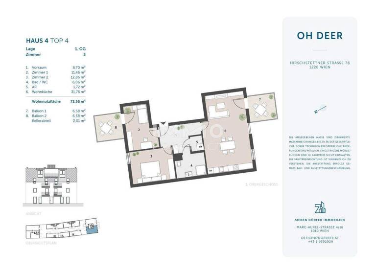 Wohnung zum Kauf - Erstbezug provisionsfrei 406.000 € 3 Zimmer 72,6 m² Wien 1220