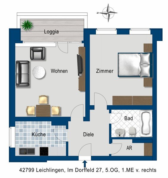 Wohnung zur Miete 611 € 2 Zimmer 62 m²<br/>Wohnfläche 5.<br/>Geschoss 14.04.2025<br/>Verfügbarkeit Im Dorffeld 27 Leichlingen Leichlingen 42799