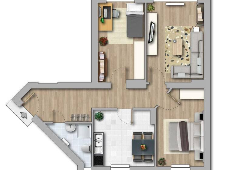 Wohnung zur Miete 423 € 3 Zimmer 63,1 m² EG Otto-Richter-Straße 11a Sudenburg Magdeburg 39116