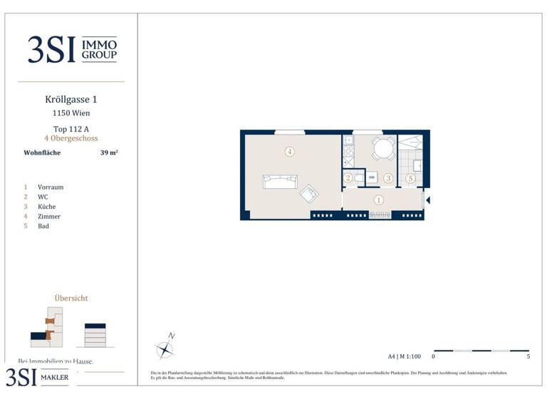 Studio zum Kauf 179.000 € 1 Zimmer 39 m² 4. Geschoss Kröllgasse 1 Wien 1150