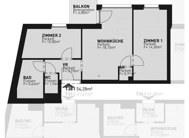 Wohnung zum Kauf - Erstbezug 395.500 € 3 Zimmer 54,3 m² 2. Geschoss frei ab 30.09.2026 Wien 1210