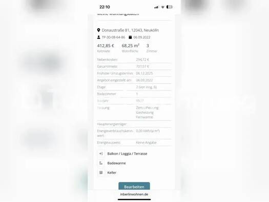 Wohnung zur Miete Tauschwohnung 413 € 1 Zimmer 68 m² Britz Berlin 12043