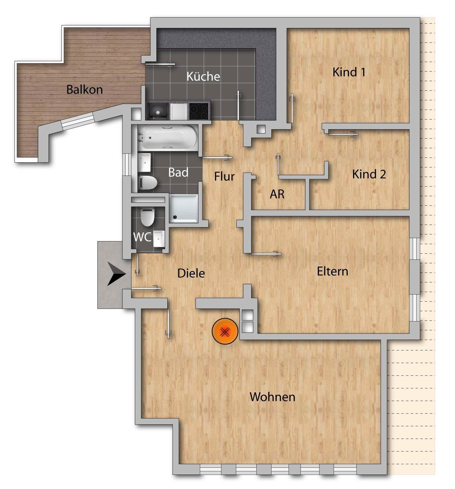 Wohnung zur Miete 1.250 € 3,5 Zimmer 107 m²<br/>Wohnfläche 4.<br/>Geschoss Veilhof Nürnberg 90489