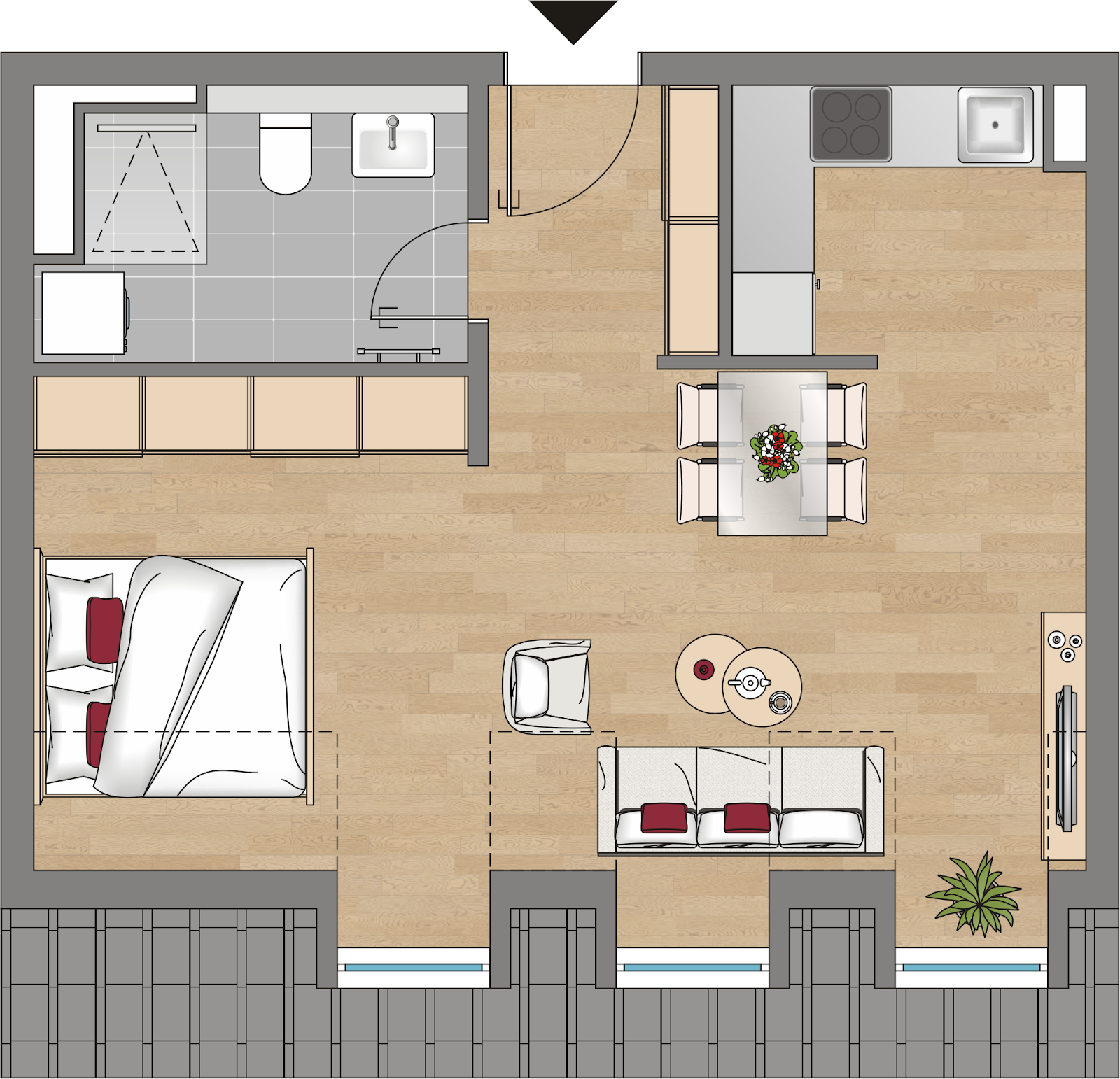 Penthouse zur Miete 688 € 1 Zimmer 41,7 m²<br/>Wohnfläche 5.<br/>Geschoss 16.01.2025<br/>Verfügbarkeit Landhausstraße 3c Innere Altstadt-Ost Dresden 01067