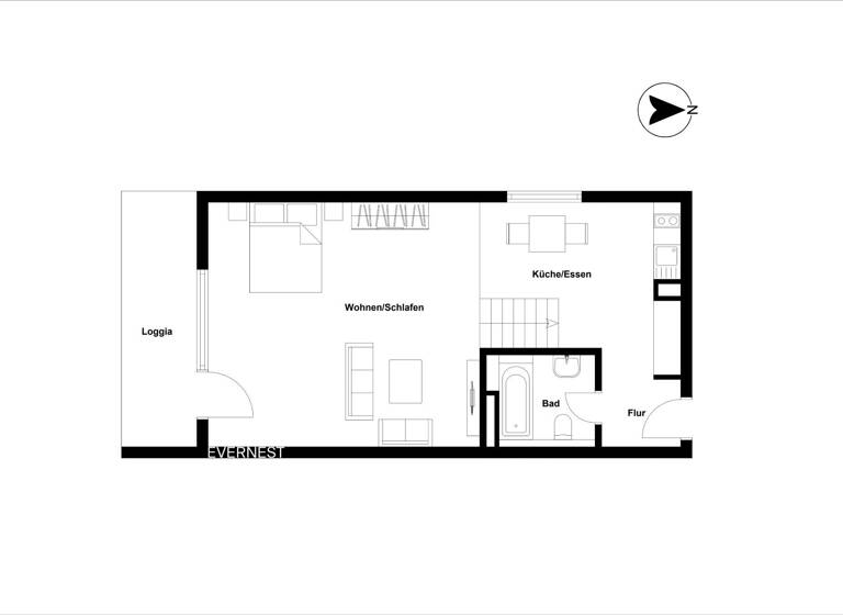 Wohnung zum Kauf 179.000 € 1 Zimmer 52 m²<br/>Wohnfläche 1.<br/>Geschoss Wiesbaden Wiesbaden 65195