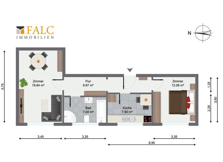 Wohnung zum Kauf 129.000 € 2 Zimmer 56,7 m² Boizenburg Boizenburg/Elbe 19258