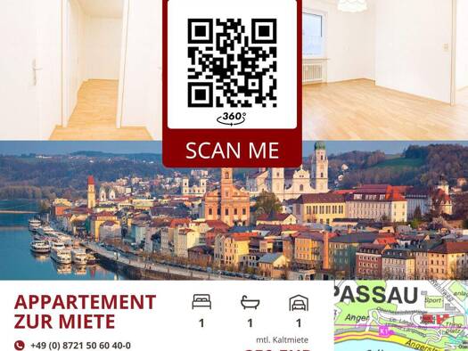 Wohnung zur Miete 350 € 1 Zimmer 23 m² 4. Geschoss Haidenhof-Süd Passau 94036
