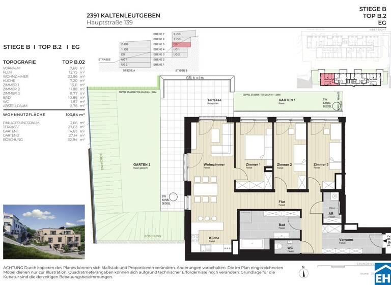 Wohnung zum Kauf - Erstbezug 562.963 € 4 Zimmer 103,8 m² EG Hauptstraße Kaltenleutgeben 2391