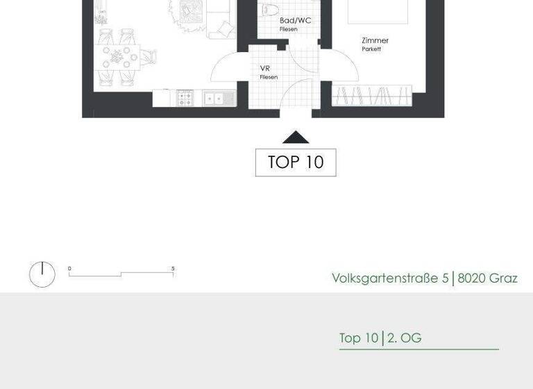 Wohnung zur Miete 361 € 2 Zimmer 39,6 m² 2. Geschoss Volksgartenstraße 5 Lend Graz 8020
