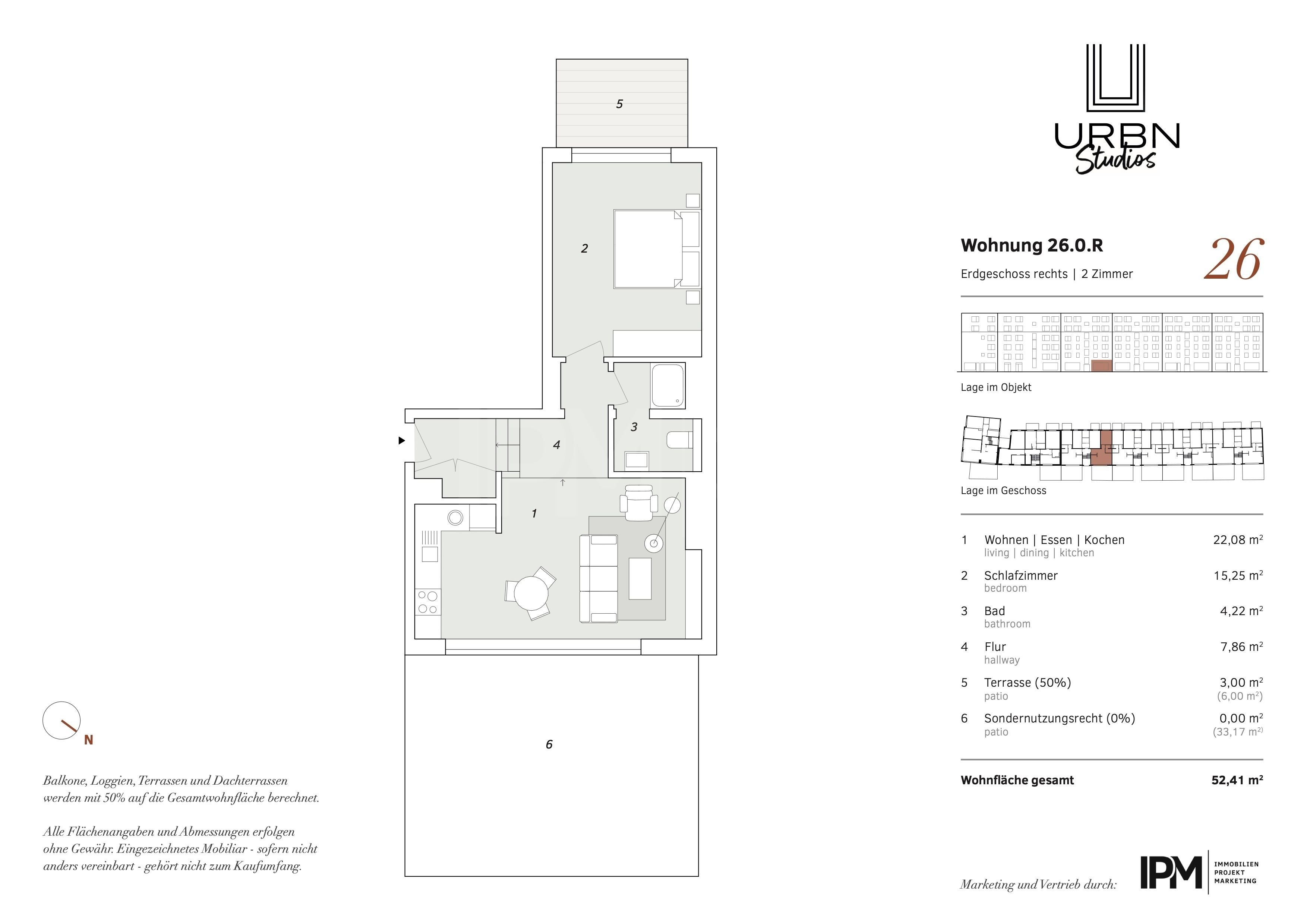 Wohnung zum Kauf provisionsfrei 366.870 € 2 Zimmer 52,4 m²<br/>Wohnfläche EG<br/>Geschoss Washingtonallee 26 Horn Hamburg 22111