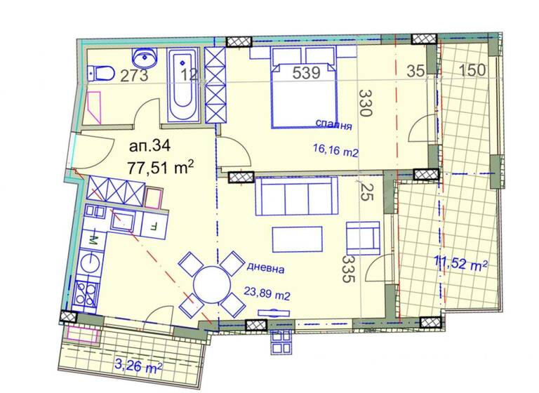 Studio zum Kauf 318.462 € 2 Zimmer 91,3 m² Sofia