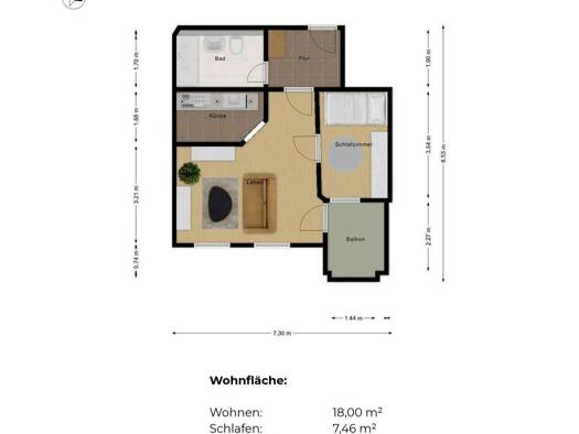 Wohnung zur Miete 845 € 2 Zimmer 42 m² Geschoss 2/3 frei ab 01.11.2026 Ingolstadt Ingolstadt 85049