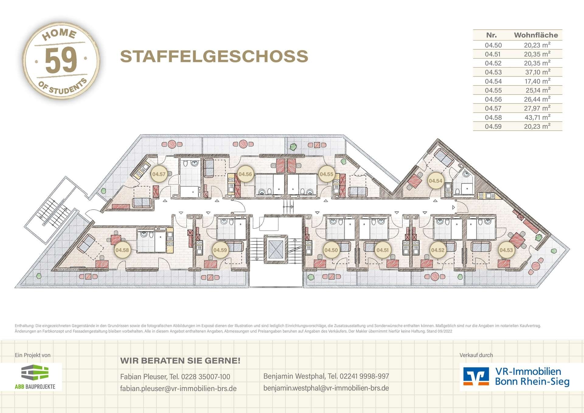 Wohnung zum Kauf provisionsfrei 299.000 € 1 Zimmer 43,7 m²<br/>Wohnfläche 4.<br/>Geschoss Alt-Endenich Bonn 53121