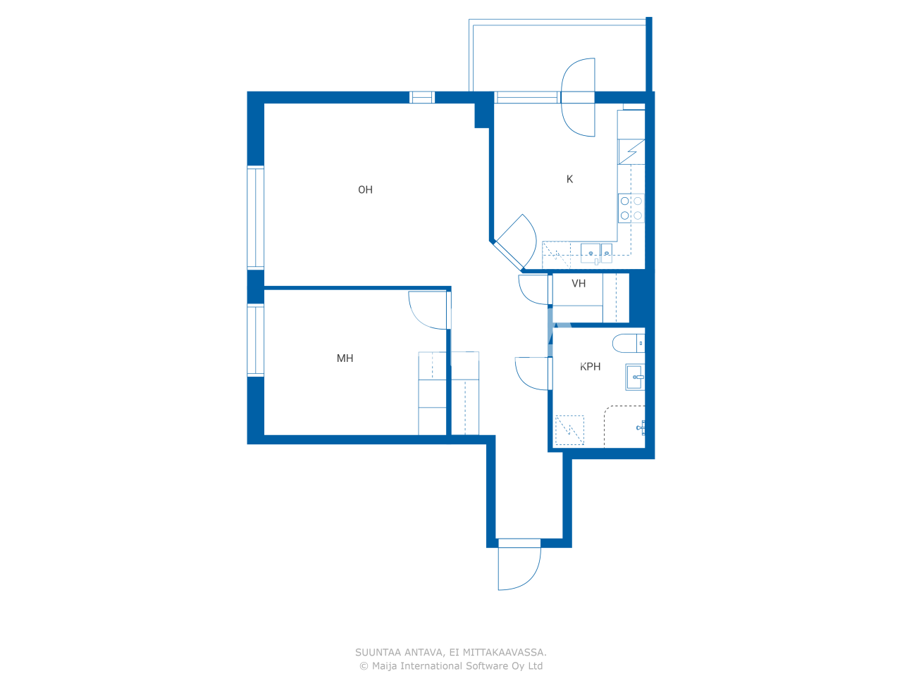 Studio zum Kauf 199.000 € 2 Zimmer 60 m²<br/>Wohnfläche 6.<br/>Geschoss Puutarhakatu 19 Turku 20100