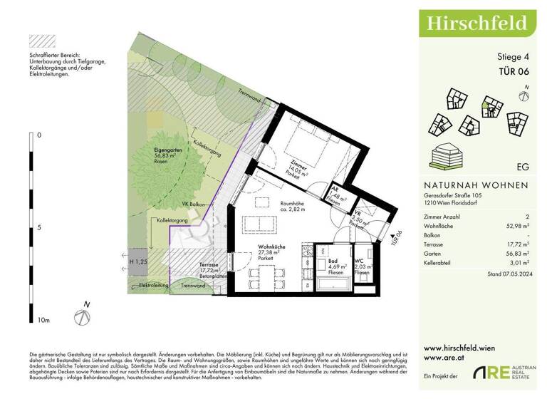 Wohnung zum Kauf - Erstbezug provisionsfrei 339.900 € 2 Zimmer 53 m² EG Wien 1210