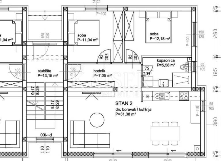 Wohnung zum Kauf 289.000 € 3 Zimmer 82 m² Sukosan Sukosan