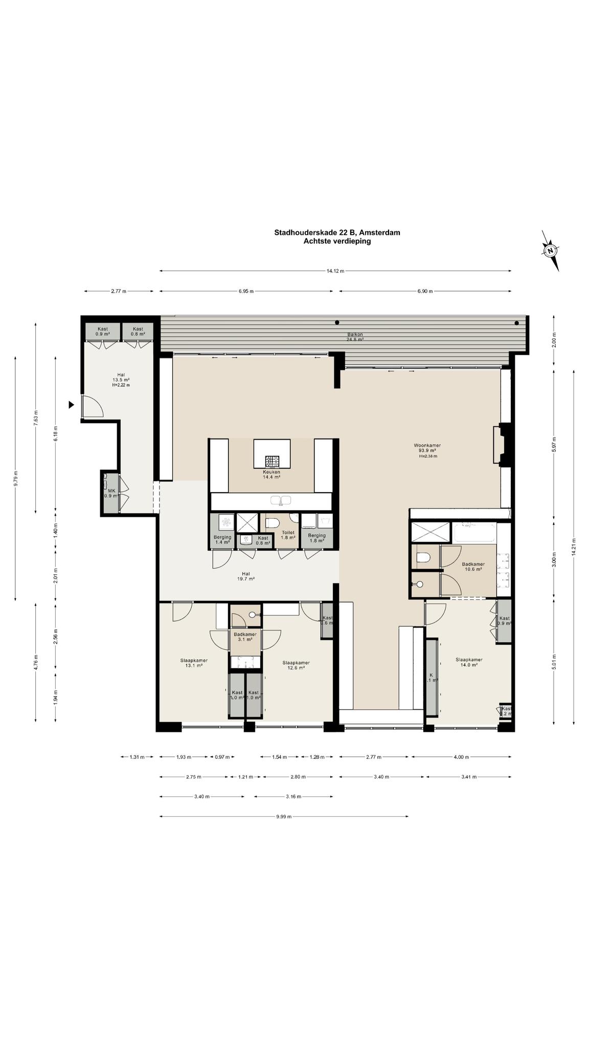 Penthouse zum Kauf 2.500.000 € 4 Zimmer 219 m²<br/>Wohnfläche 9.<br/>Geschoss stadhouderskade 22 B amsterdam 1054 ES