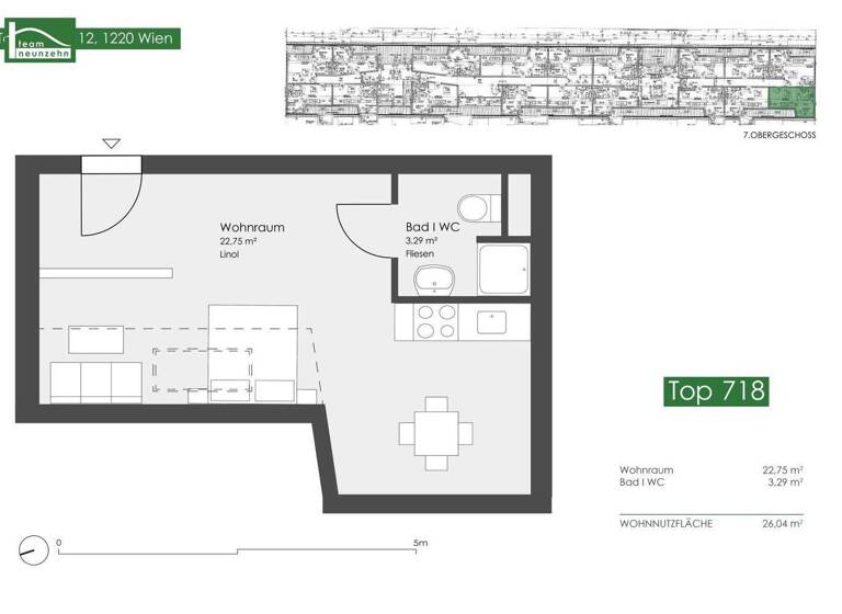 Studio zur Miete 456 € 1 Zimmer 26 m² 7. Geschoss frei ab 01.05.2026 Tokiostraße 12 Wien 1220