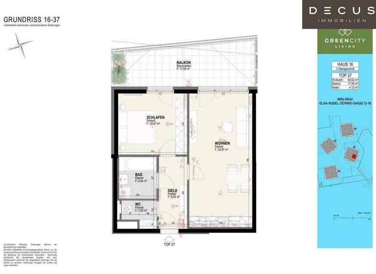 Wohnung zur Miete 600 € 2 Zimmer 49,7 m² 3. Geschoss frei ab 01.04.2026 Straßgang Graz 8054