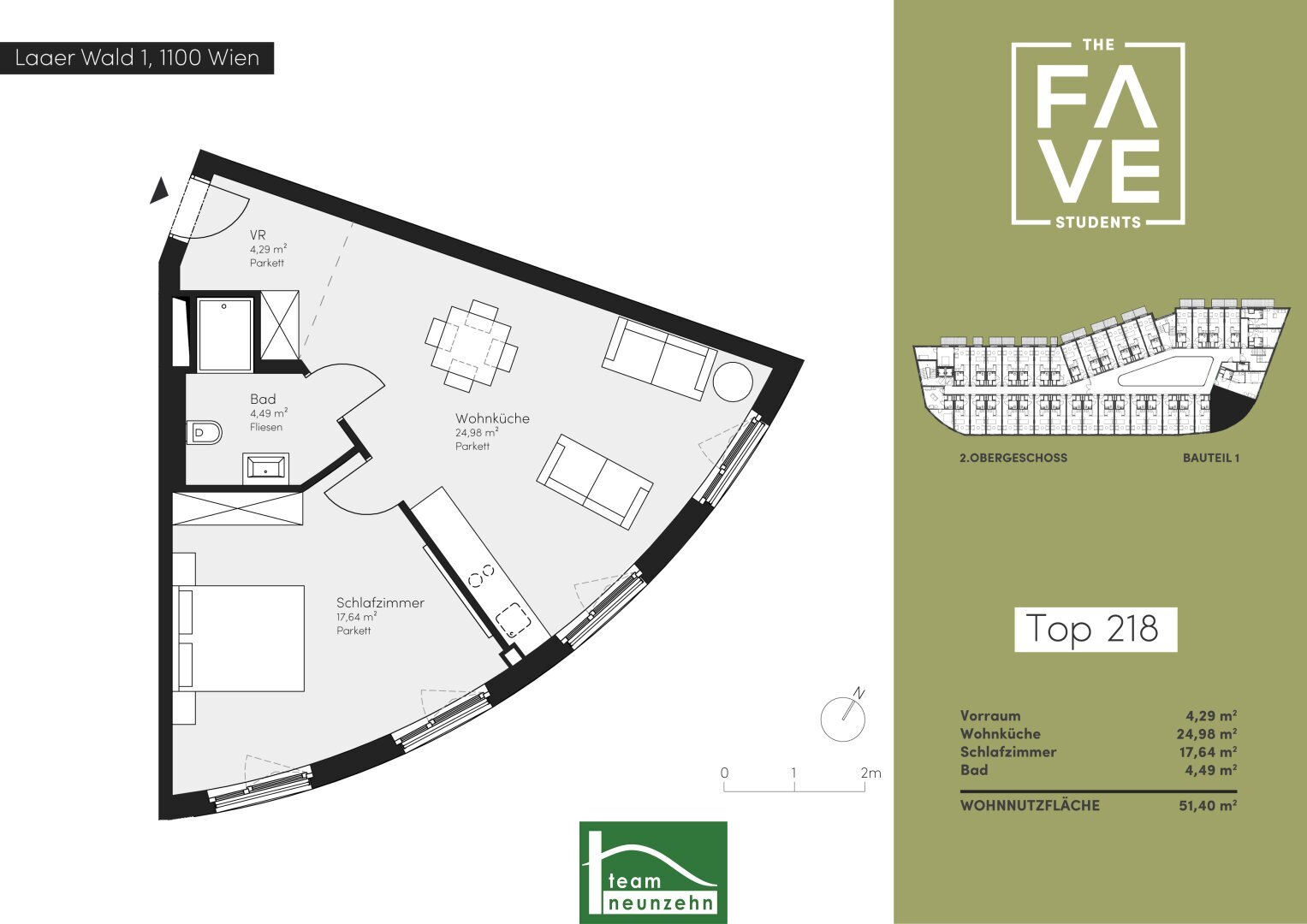 Wohnung zur Miete 944 € 2 Zimmer 51,6 m²<br/>Wohnfläche 2.<br/>Geschoss Laaer Wald 1 Wien 1100