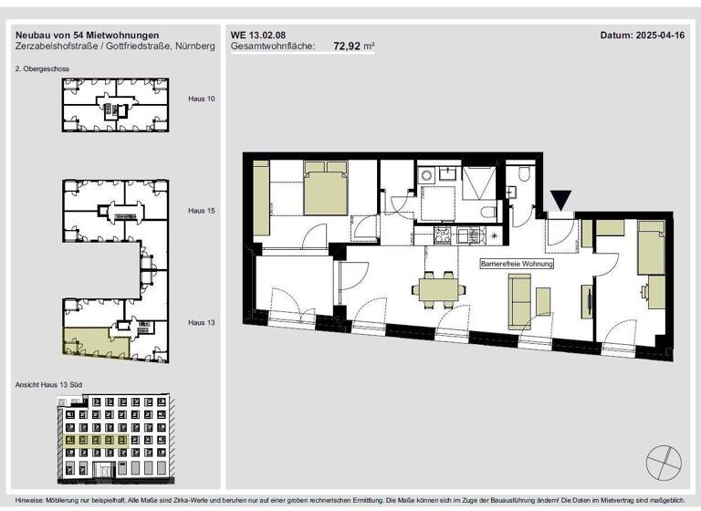 WG-Zimmer zur Miete 1.294 € 3 Zimmer 72,6 m² 2. Geschoss frei ab sofort Zerzabelshofstraße 13 Zerzabelshof Nürnberg 90478