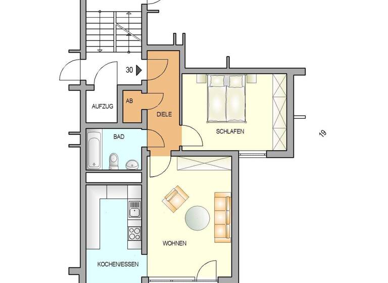 Wohnung zur Miete nur mit Wohnberechtigungsschein 361 € 2 Zimmer 60,7 m² 2. Geschoss frei ab sofort Brunnengasse 19 Innen Remscheid 42853