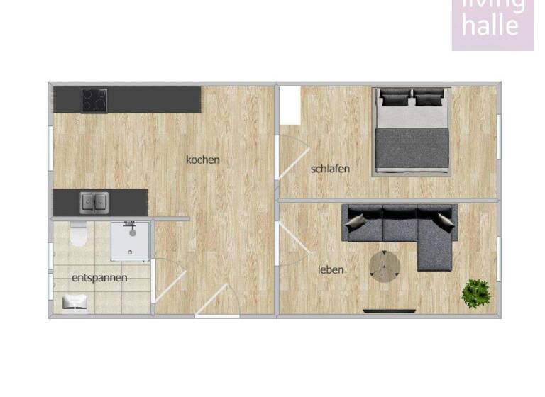 Wohnung zur Miete 310 € 2 Zimmer 39 m² 2. Geschoss Schachtstraße 1b Ammendorf-Beesen Halle (Saale) 06132