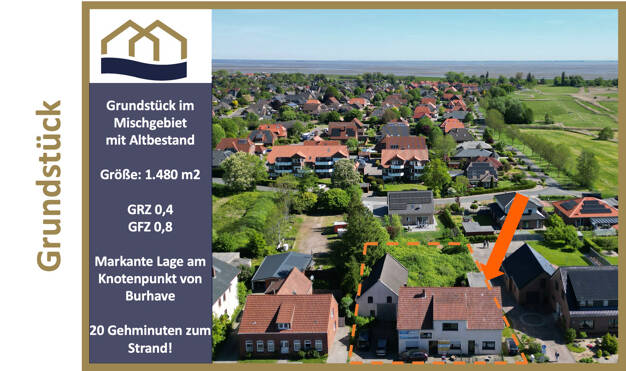 Grundstück zum Kauf 199.000 € 1.480 m² Grundstück Butjadinger Straße 20 Burhave Butjadingen 26969