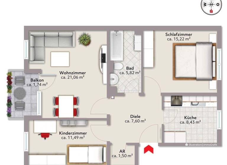 Wohnung zum Kauf 235.000 € 3 Zimmer 70,7 m² frei ab sofort Grassau 83224
