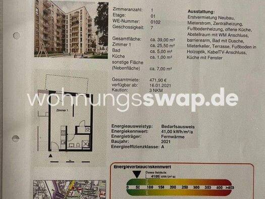 Studio zur Miete Tauschwohnung 480 € 1 Zimmer 39 m² EG Lichtenberg Berlin 10365
