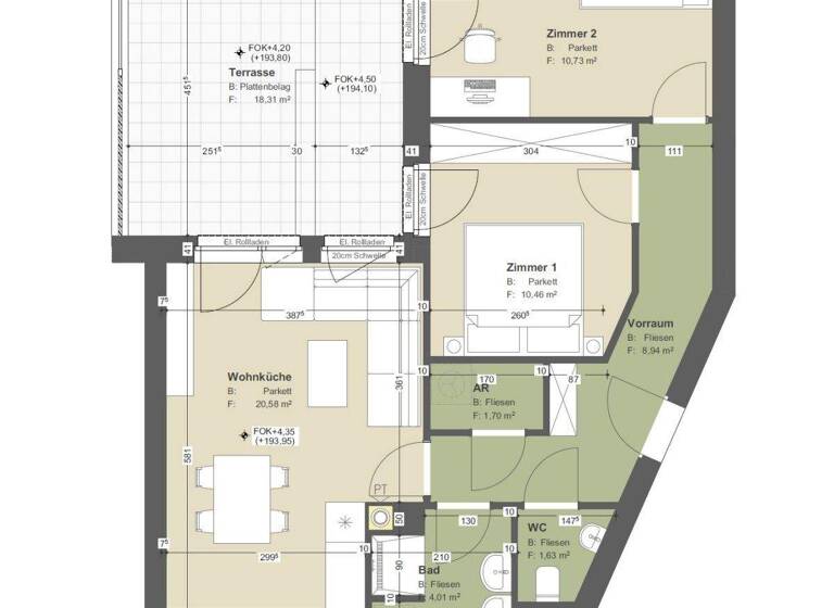 Wohnung zur Miete 800 € 3 Zimmer 58,1 m² 1. Geschoss Tullner Straße 6 St. Andrä-Wördern 3423