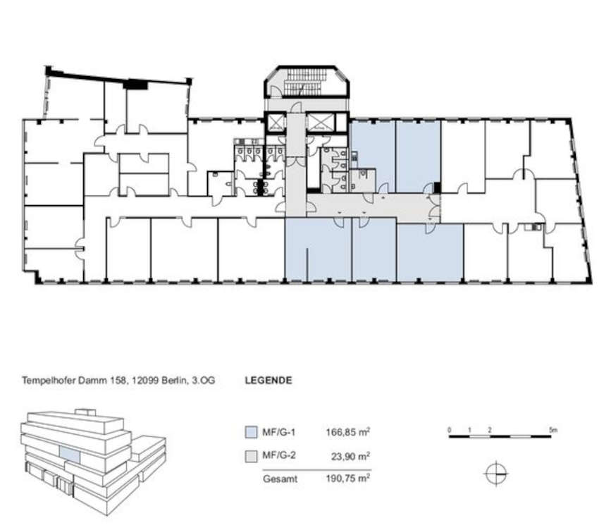 Bürofläche zur Miete provisionsfrei 11,50 € 5 Zimmer 190,8 m²<br/>Bürofläche Tempelhof Berlin 12099