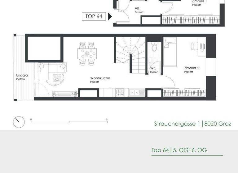 Wohnung zur Miete 929 € 3 Zimmer 70,5 m² 5. Geschoss frei ab 01.03.2026 Strauchergasse 1 Lend Graz 8020