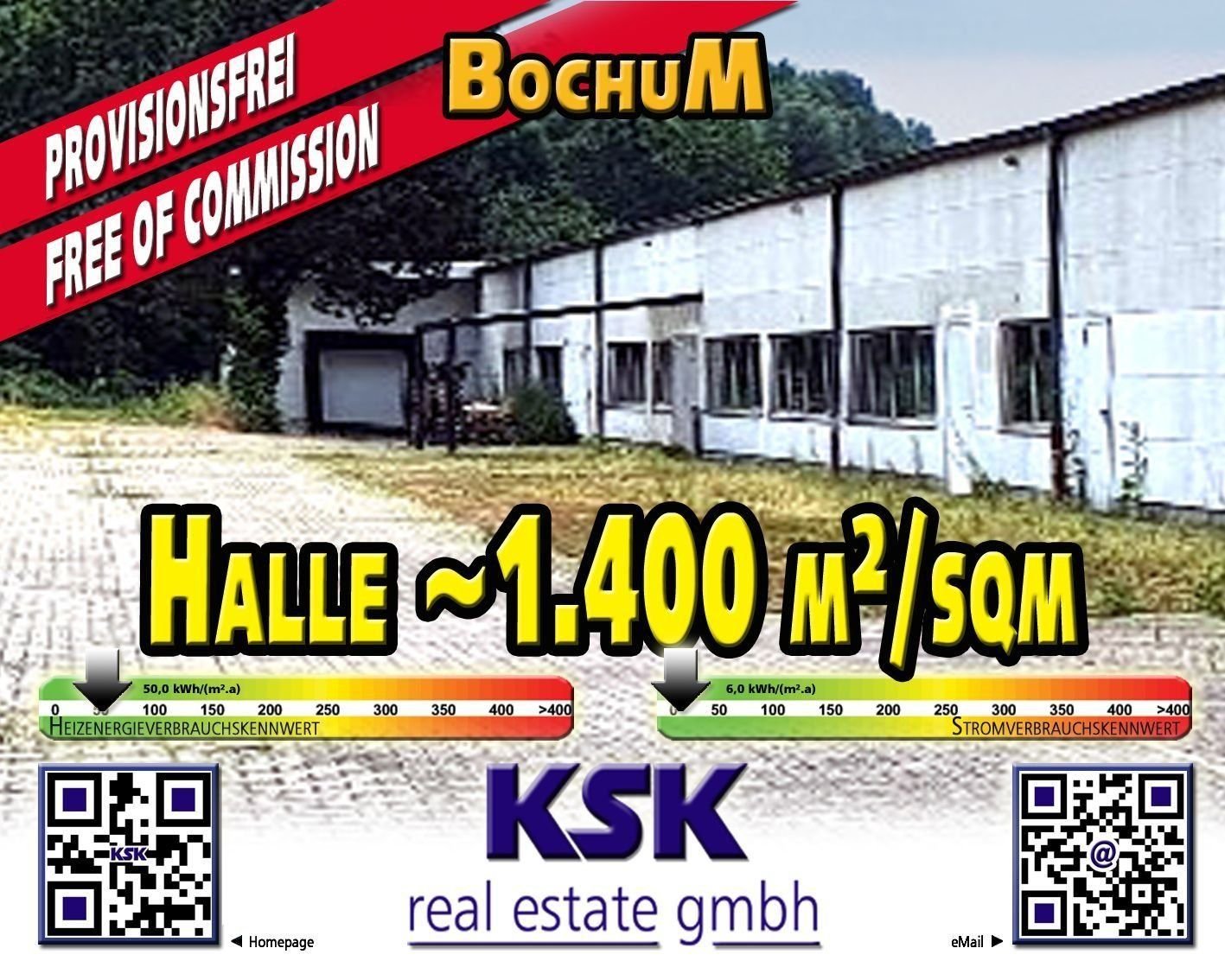 Lagerhalle zur Miete provisionsfrei 1.400 m²<br/>Lagerfläche von 1.400 m² bis 3.704 m²<br/>Teilbarkeit Wattenscheid - Mitte Bochum 44866