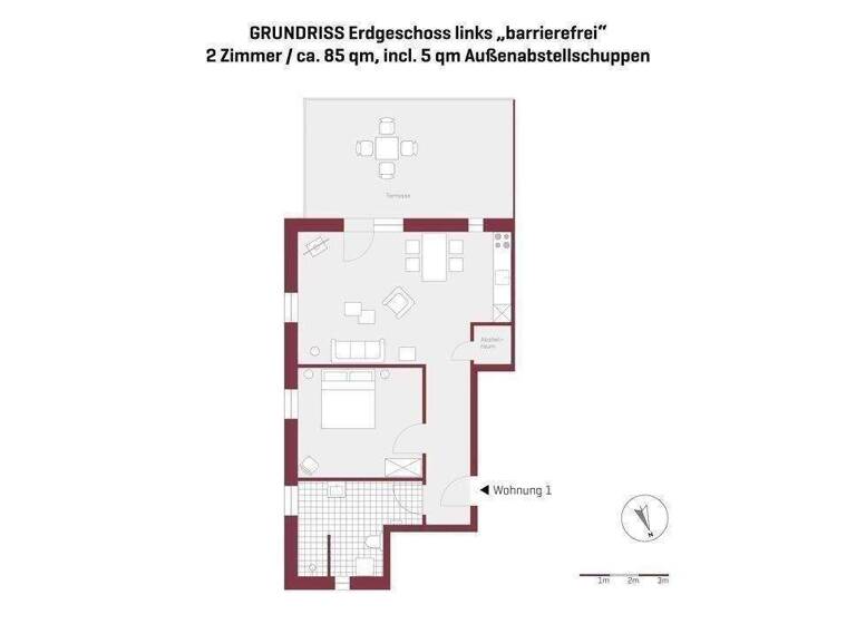 Terrassenwohnung zum Kauf provisionsfrei 359.000 € 2 Zimmer 80,3 m² EG frei ab sofort Am Feldweg 8 Süssau Heringsdorf 23777