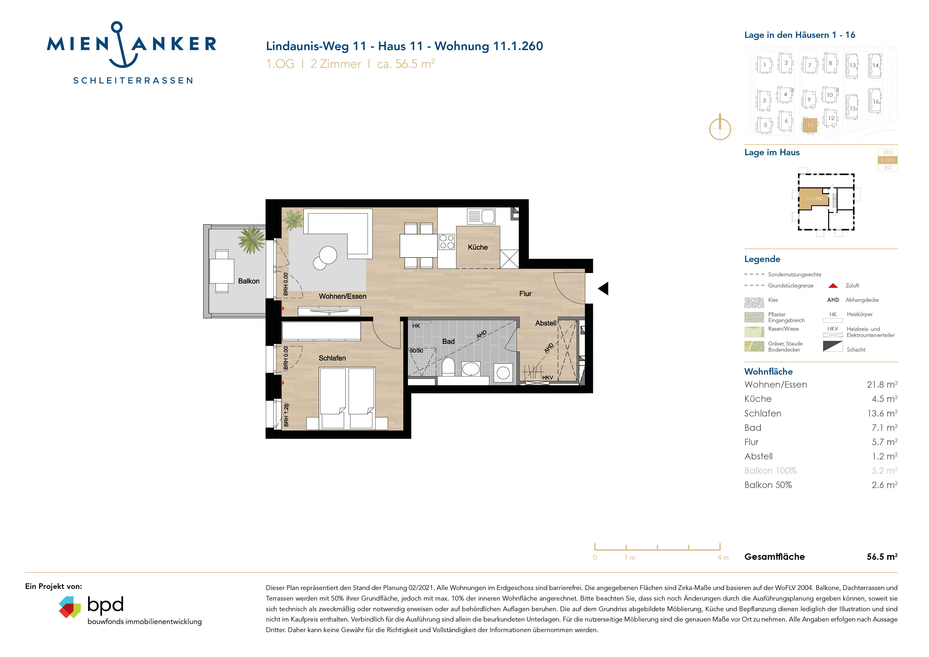 Wohnung zum Kauf provisionsfrei als Kapitalanlage geeignet 295.000 € 2 Zimmer 56,5 m²<br/>Wohnfläche Lindaunis-Weg 11 Kappeln 24376