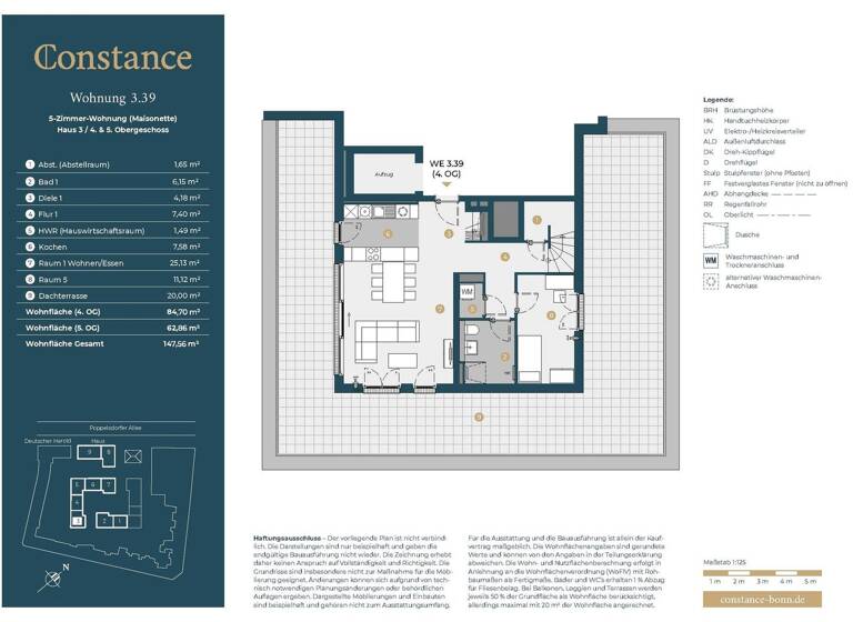 Maisonette zum Kauf - Erstbezug 1.499.000 € 5 Zimmer 146,9 m² 4. Geschoss Zentrum Bonn 53115