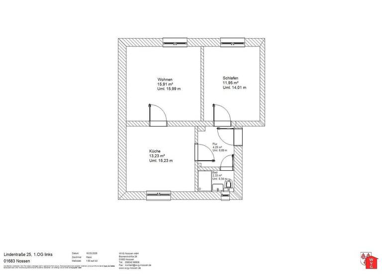 Studio zur Miete 220 € 1 Zimmer 45 m² 1. Geschoss frei ab 01.06.2026 Lindenstraße 25 Nossen 01683