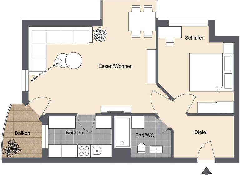 Wohnung zum Kauf 169.000 € 2 Zimmer 57,7 m² EG Laichingen 89150