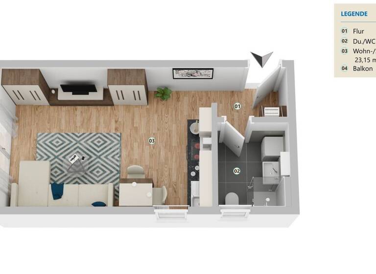 Studio zur Miete 455 € 1 Zimmer 27,3 m² frei ab sofort Egmating 85658