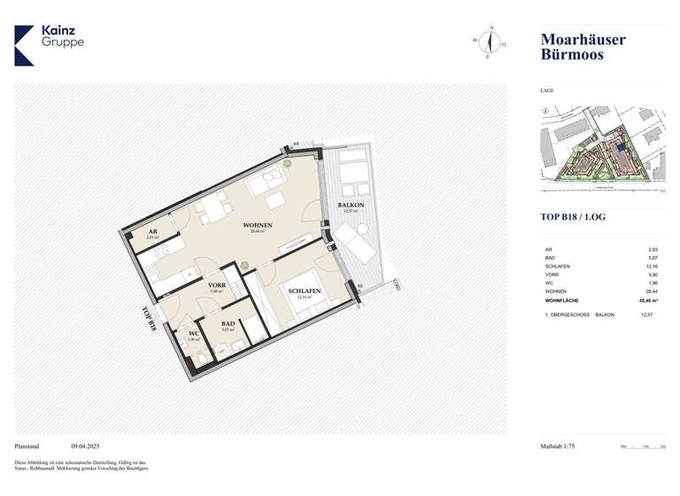 Wohnung zum Kauf - Erstbezug 255.000 € 2 Zimmer 55,5 m² 1. Geschoss Bürmoos 5111