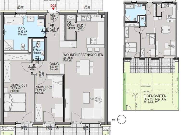 Wohnung zum Kauf - Erstbezug 446.600 € 3 Zimmer 86,8 m² EG Straßgang Graz 8054