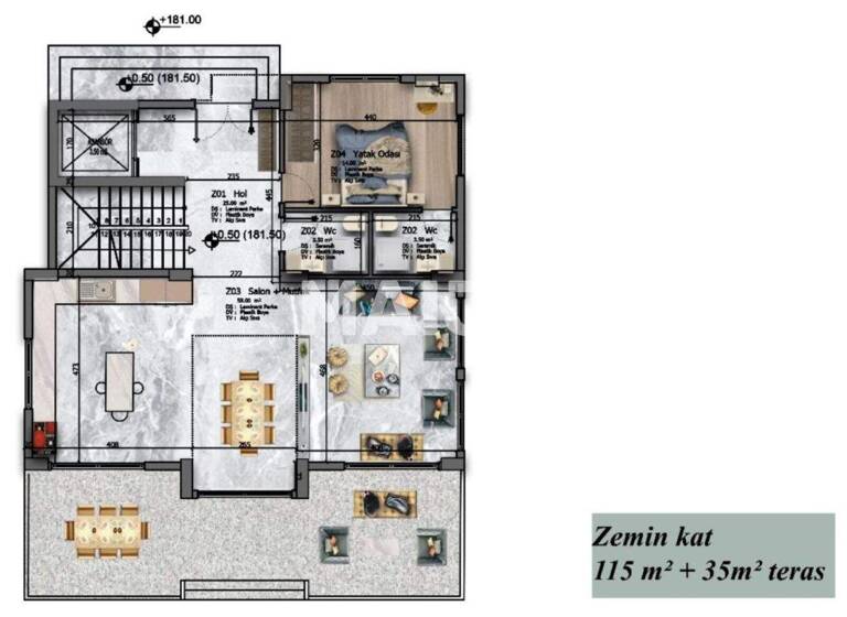 Villa zum Kauf 1.390.000 € 8 Zimmer 450 m² 579 m² Grundstück KESTEL Alanya
