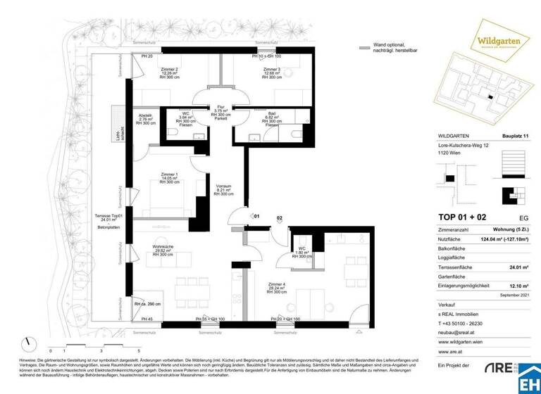 Wohnung zum Kauf - Erstbezug 459.000 € 6 Zimmer 123,6 m² EG Lore-Kutschera-Weg Wien,Meidling 1120