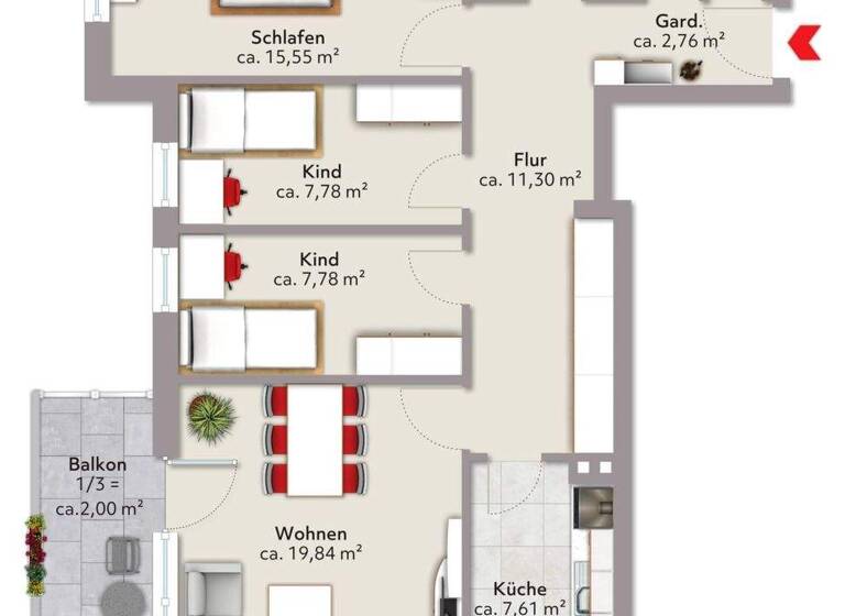 Wohnung zum Kauf 280.000 € 4 Zimmer 82 m² 6. Geschoss Moosburg 85368