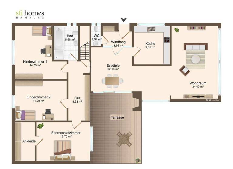 Einfamilienhaus zum Kauf 698.000 € 4 Zimmer 121 m² 890 m² Grundstück frei ab sofort Bramfeld Hamburg 22175