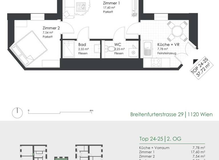 Wohnung zum Kauf 165.000 € 2 Zimmer 37,7 m² 2. Geschoss Breitenfurter Straße 29 Wien 1120
