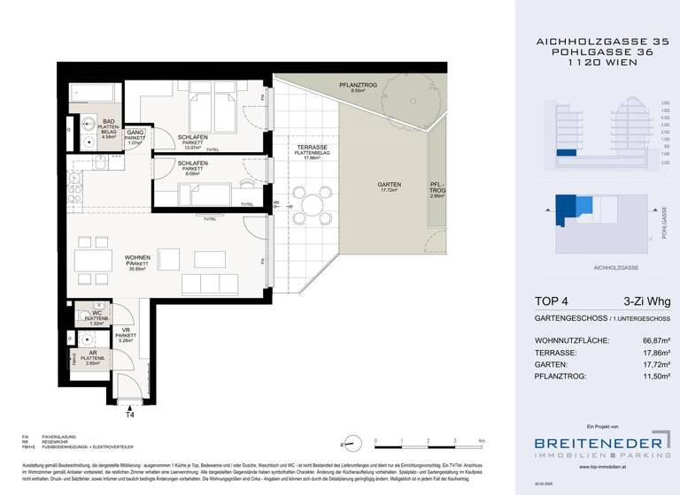 Wohnung zum Kauf - Erstbezug 449.000 € 3 Zimmer 66,9 m² EG Wien 1120