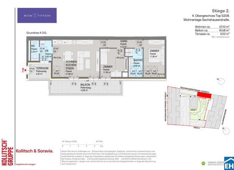 Wohnung zum Kauf - Erstbezug 689.000 € 3 Zimmer 67,1 m² 4. Geschoss Sechshauser Straße Wien 1150