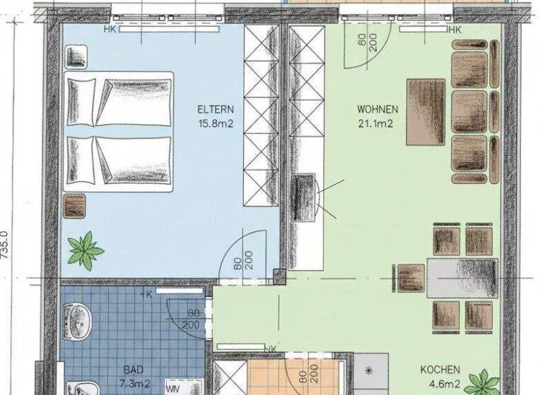 Terrassenwohnung zur Miete 1.049 € 2 Zimmer 52,9 m² 2. Geschoss frei ab 01.04.2026 Roseggerstraße 4 Lustenau 6890